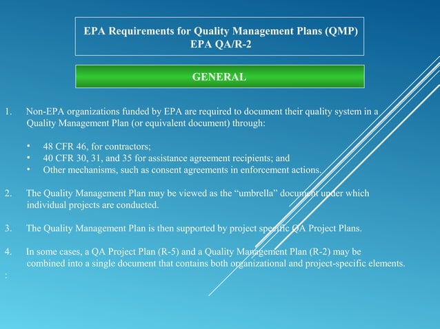 Environmental Quality Assurance -- a primer | PPT | Environmental ...