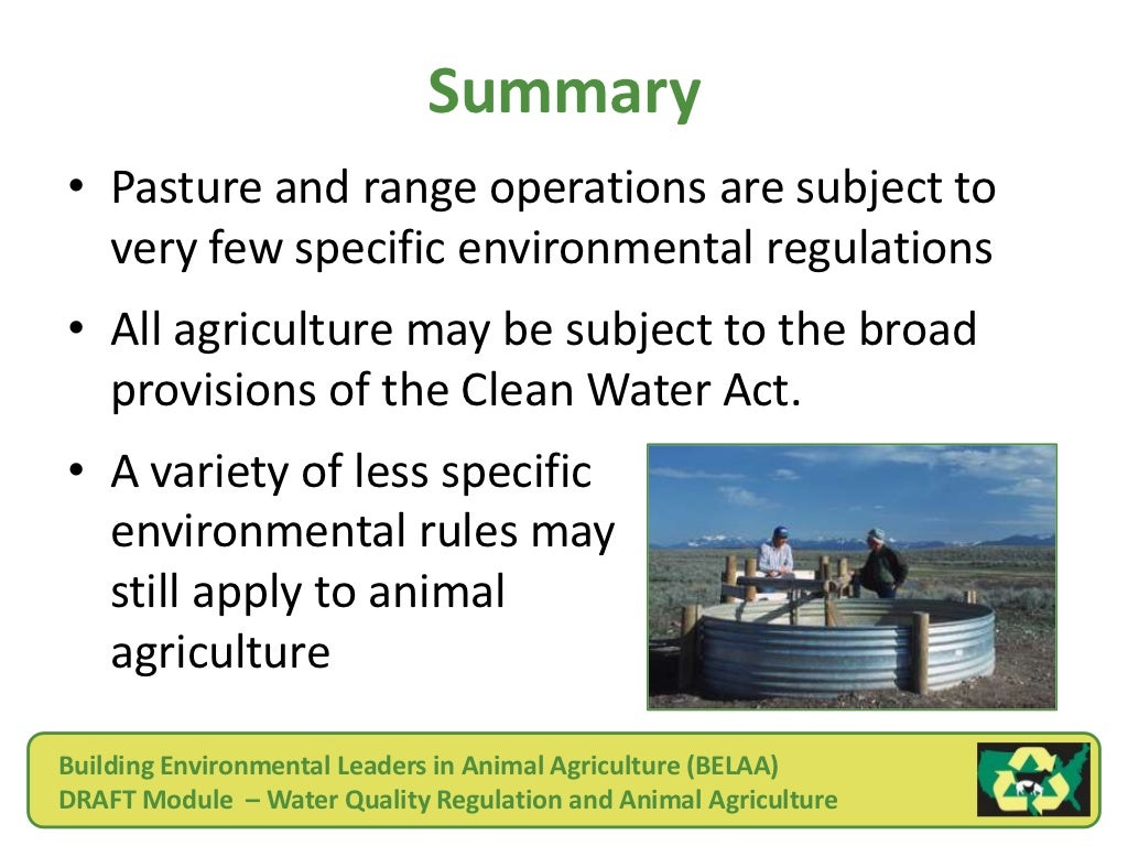 Water Quality Regulations and Animal Agriculture