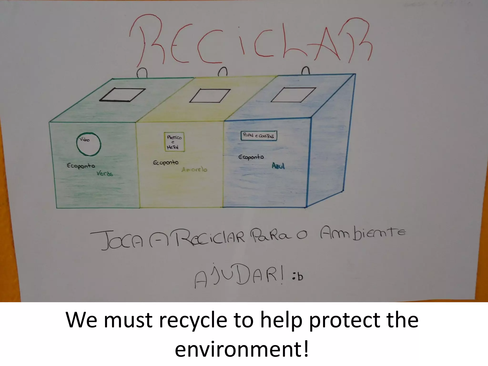 We must recycle to help protect the
environment!