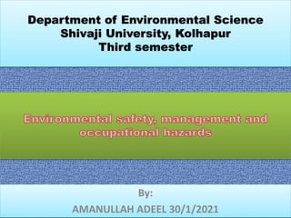 By:
AMANULLAH ADEEL 30/1/2021
Department of Environmental Science
Shivaji University, Kolhapur
Third semester
 