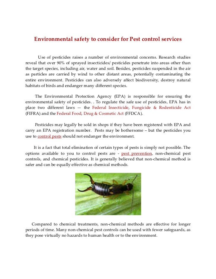 Environmental safety to consider for Pest control services