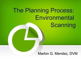 The Planning Process:
Environmental
Scanning
Marlon G. Mendez, DVM
 
