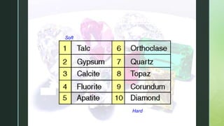 z
Moh’s Hardness Scale
Soft
Hard
 