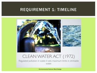 Environmental Science Merit Badge
REQUIREMENT 1: TIMELINE
 