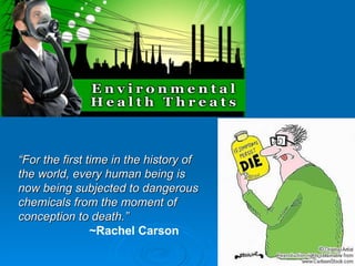 “ For the first time in the history of the world, every human being is now being subjected to dangerous chemicals from the moment of conception to death.” ~Rachel Carson 