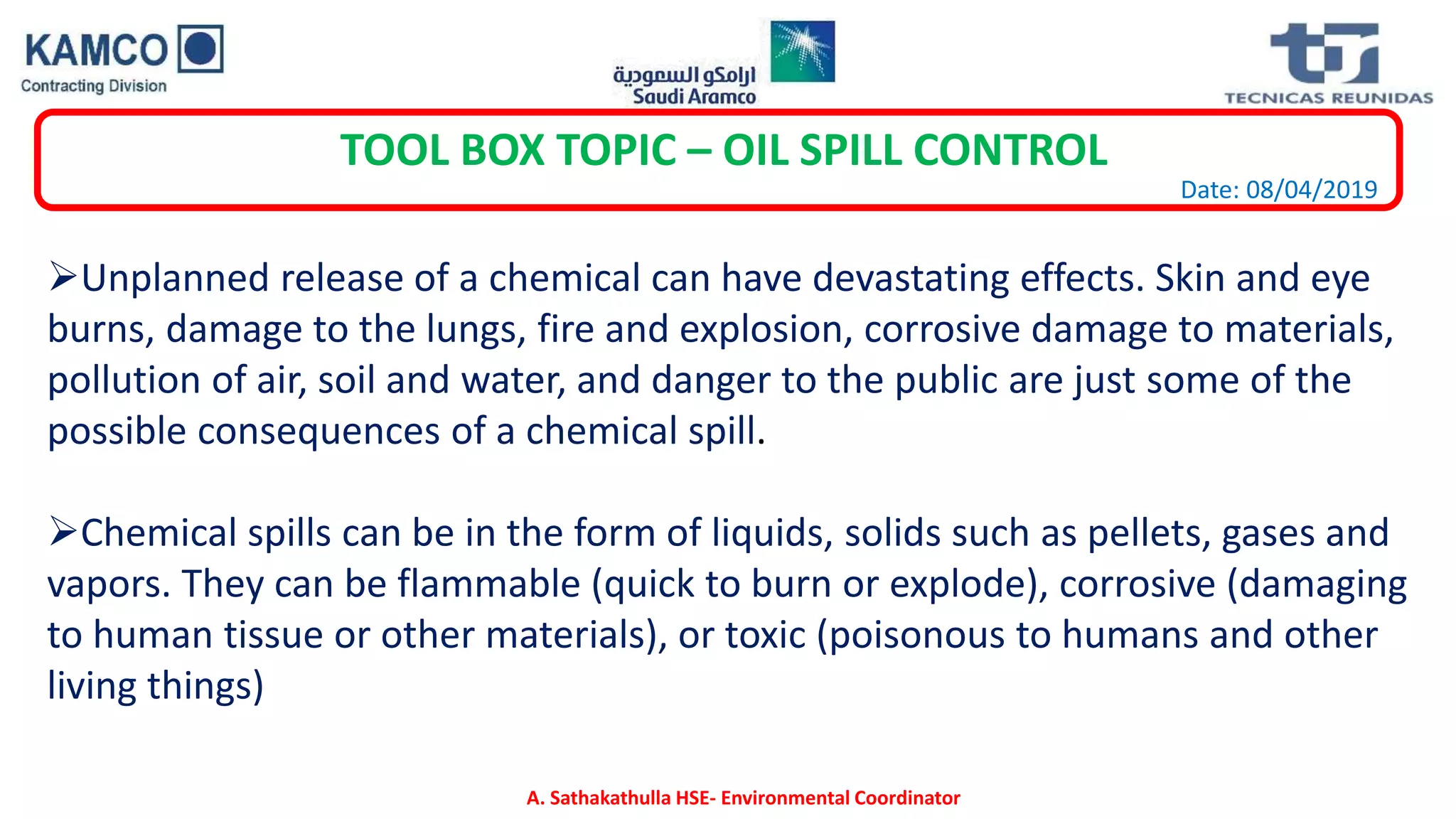 Environmental TBT oil spill control . april 2019. PPT