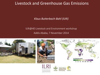 Livestock and Greenhouse Gas Emissions 
Klaus Butterbach-Bahl (ILRI) 
ILRI@40 Livestock and Environment workshop 
Addis Ababa, 7 November 2014 
 