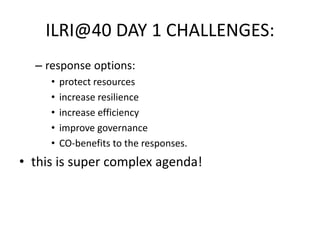 Livestock and environment at ILRI: Past, present and future