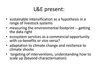 Livestock and environment at ILRI: Past, present and future