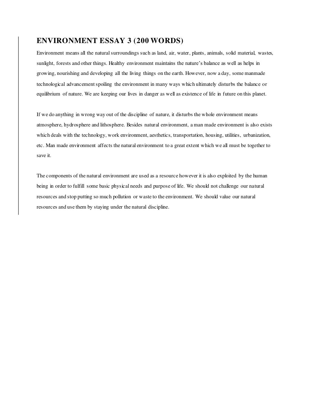 example of argumentative essay about environment