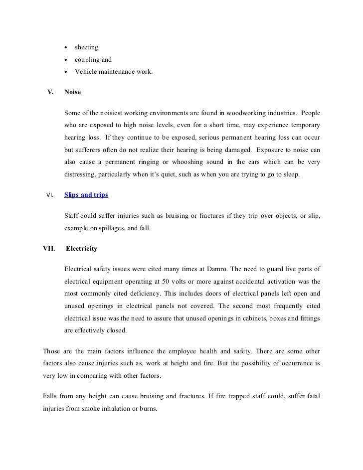 Environment health and safety issues in a furniture manufacturing org…