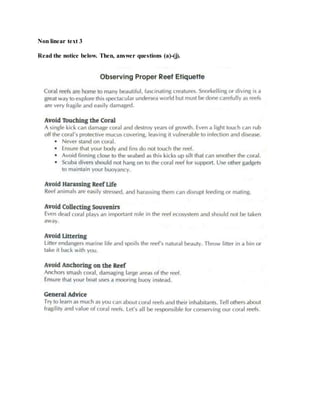 Non linear text 3
Read the notice below. Then, answer questions (a)-(j).
 