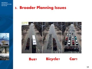 19
3. Broader Planning Issues
Bus? Bicycle? Car?
 
