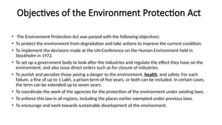 Environment Protection Act and Rules, 1986.pptx introduction to the act ...