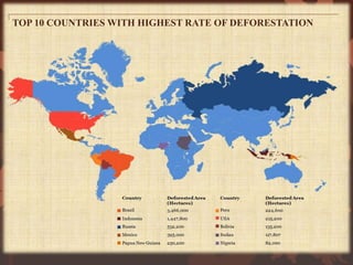 TOP 10 COUNTRIES WITH HIGHEST RATE OF DEFORESTATION
 