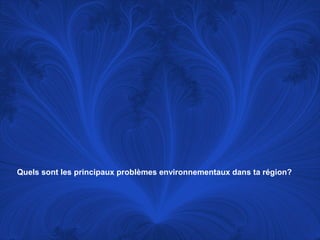 Quels sont les principaux problèmes environnementaux dans ta région?

 