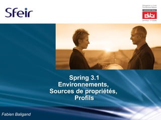 Spring 3.1
                    Environnements,
                  Sources de propriétés,
                         Profils

Fabien Baligand
 