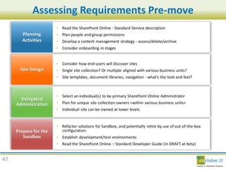 Assessing Requirements Pre-move




47
 