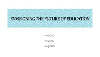 ENVISIONING THE FUTURE OF EDUCATİON
=>2020
=>2050
=>3000
 