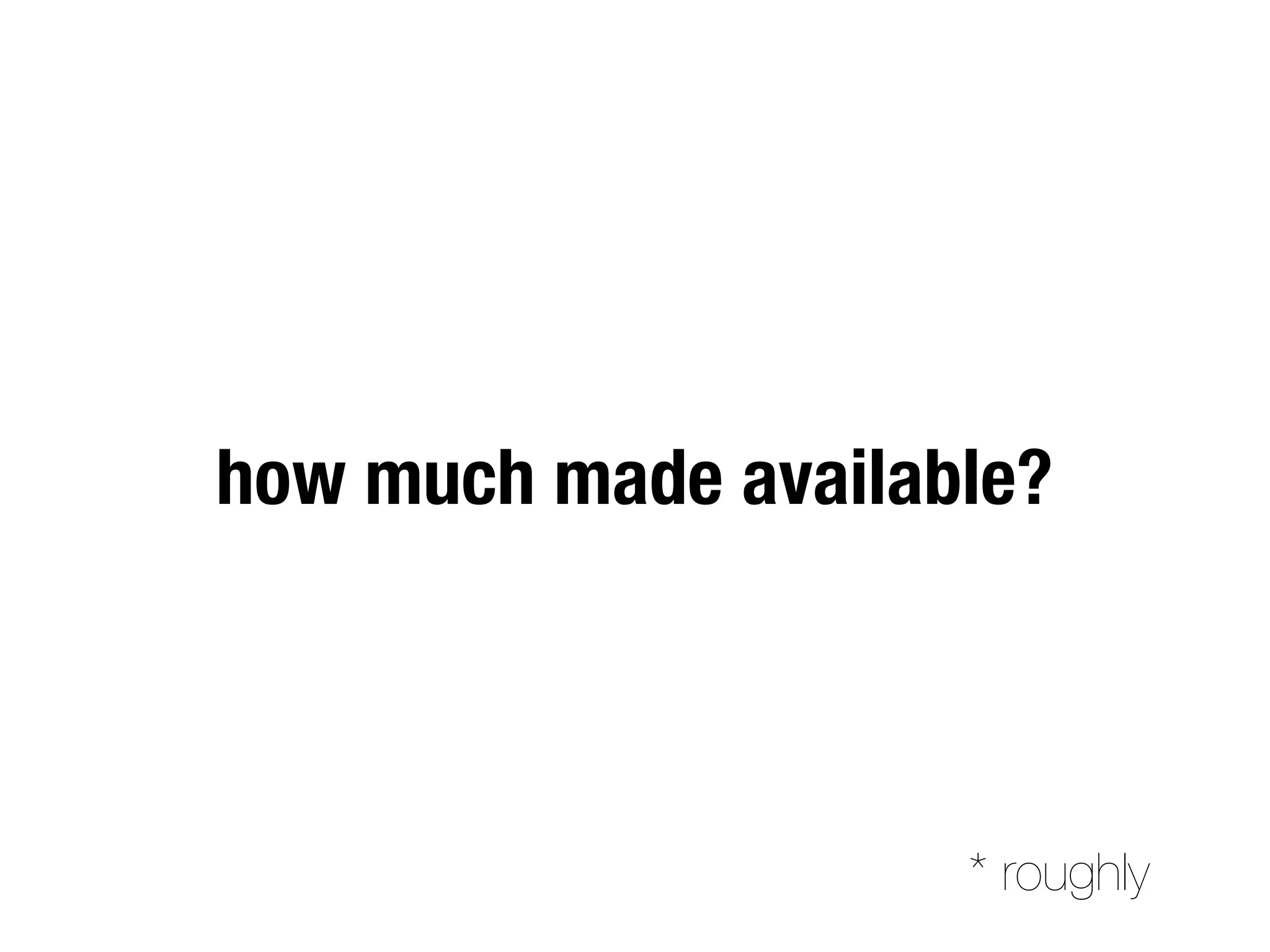 how much made available?
* roughly
 