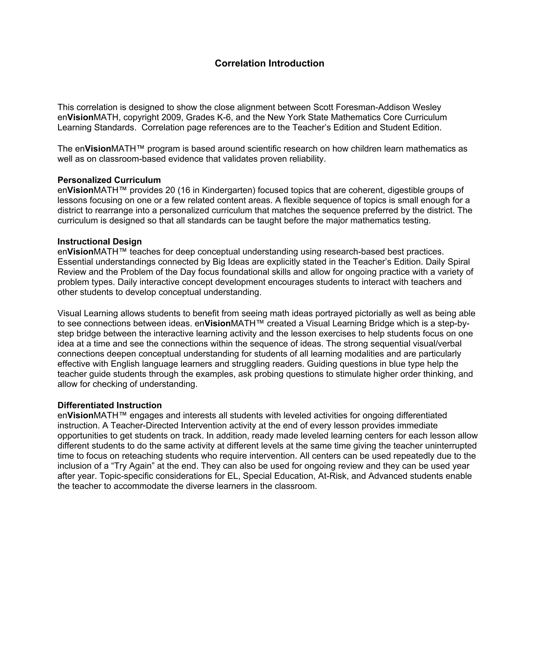 En vision math lerning standards | PDF