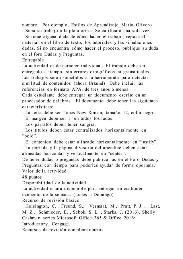 Envío de archivo Creación de documentos en procesador de palabras
