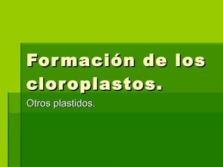 Formación de los cloroplastos. Otros plastidos. 