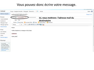 Vous pouvez donc écrire votre message.


              Ici, nous mettrons l’adresse mail du
              destinataire
 