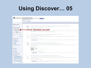 Using Discover… 05
 