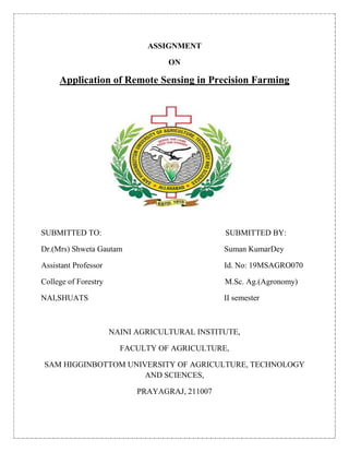 Application of remote sensing in precision farming | PDF