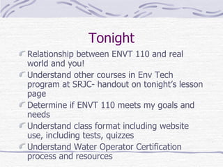 Srjc Water Program Envt 110 water treatment plant operator intro | PPT
