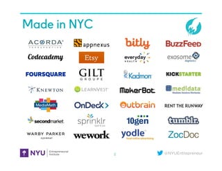 @NYUEntrepreneur
Made in NYC
2
 