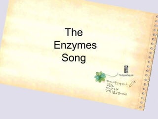 The
Enzymes
Song
The Enzymes Song.mp4

The Enzymes Song.mp4

 