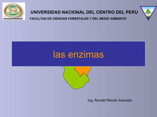 las enzimas Ing. Ronald Révolo Acevedo UNIVERSIDAD NACIONAL DEL CENTRO DEL PERU FACULTAD DE CIENCIAS FORESTALES Y DEL MEDIO AMBIENTE 