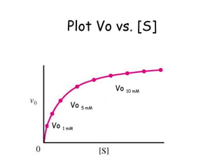 Plot Vo vs. [S]
Vo 1 mM
Vo 5 mM
Vo 10 mM
 