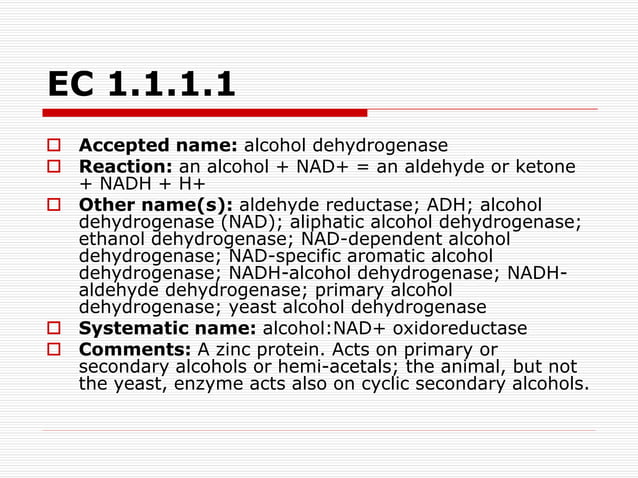 Ec Number Enzyme classification (EC).ppt | Chemistry | Science