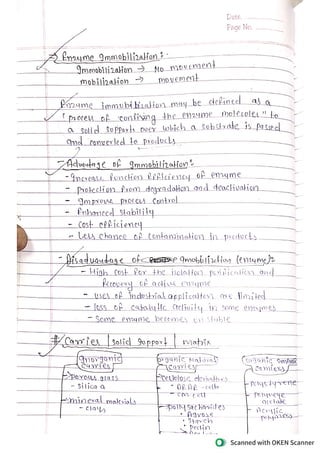 enzyme immobilization biotechnology 6th semester handwriting notes.pdf