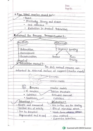enzyme immobilization biotechnology 6th semester handwriting notes.pdf