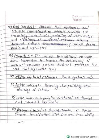 enzyme immobilization biotechnology 6th semester handwriting notes.pdf