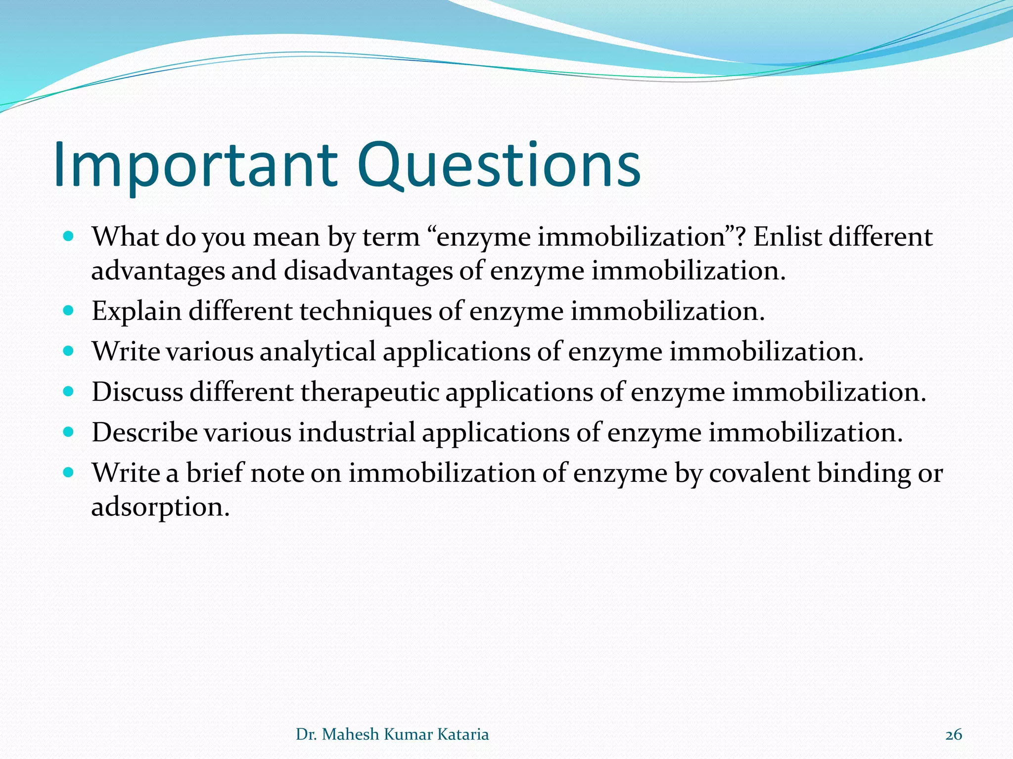 Enzyme immobilization and applications | PPT