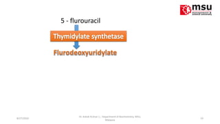 5 - flurouracil
8/27/2010
Dr. Ashok KUmar J; ; Department of Biochemistry. MSU,
Malaysia
23
 