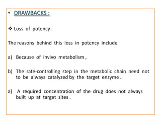 • DRAWBACKS :

 Loss of potency .

The reasons behind this loss in potency include

a) Because of invivo metabolism ,

b)...