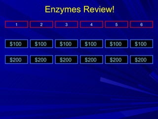 $200 $100 $100 $200 $100 $100 $100 $100 $200 $200 $200 $200 1 2 6 3 4 5 Enzymes Review! 