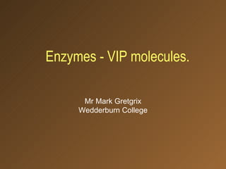 Enzymes - VIP molecules. Mr Mark Gretgrix Wedderburn College 