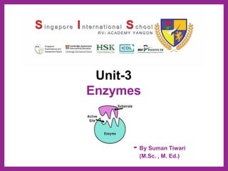 Unit-3
Enzymes
- By Suman Tiwari
(M.Sc. , M. Ed.)
 