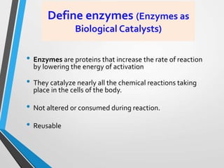 ENZYMES, TYPE OF ENZYME, ENZYME SPECIFICITY INTRODUTION | PPT