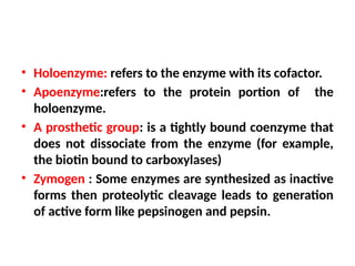 Prosthetic Group Examples Enzymes classification, factors affectin their activities.pptx