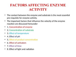 enzymes( nomenclature, types, mechanism and factor of the enzyme action ...