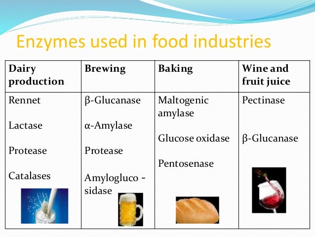 Enzymes used in food industry