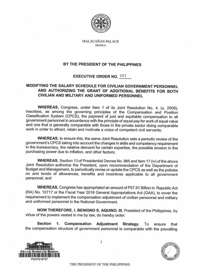 Executive Order Modified Standarization Law 201